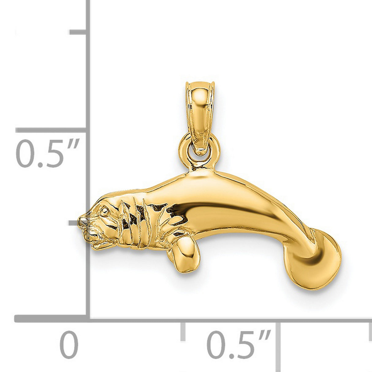 14k Yellow Gold Manatee Pendant, Ocean Animal Charm, Coastal Nautical Jewelry