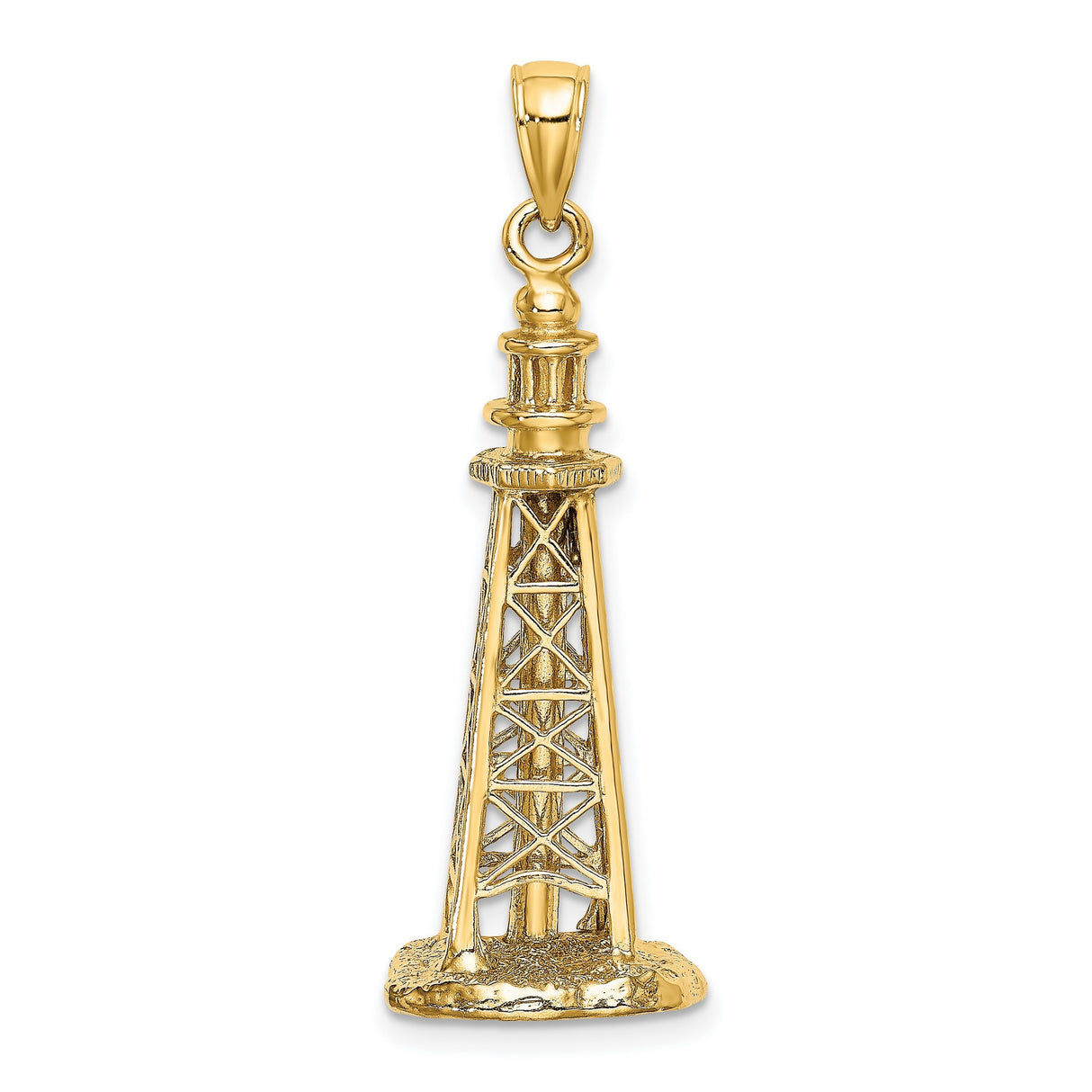 14k Yellow Gold Oil Derrick Pendant, Realistic Oil Rig Symbol, Industrial Design Charm for Men or Unisex