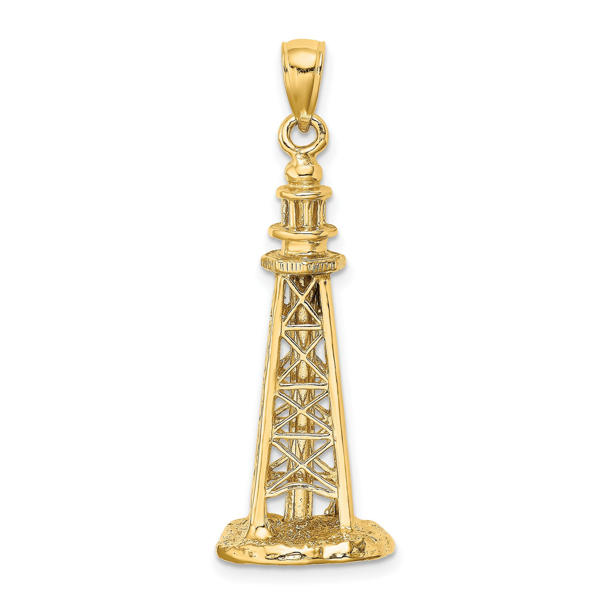 14k Yellow Gold Oil Derrick Pendant, Realistic Oil Rig Symbol, Industrial Design Charm for Men or Unisex