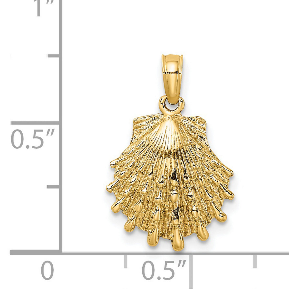 14k Yellow Gold Scallop Shell Pendant, Camino de Santiago Religious Charm for Women