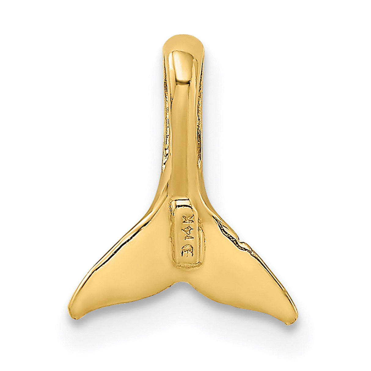 14k Yellow Gold Whale Tail Pendant, Polished Ocean Charm, Nautical Sea Life Jewelry for Women or Unisex