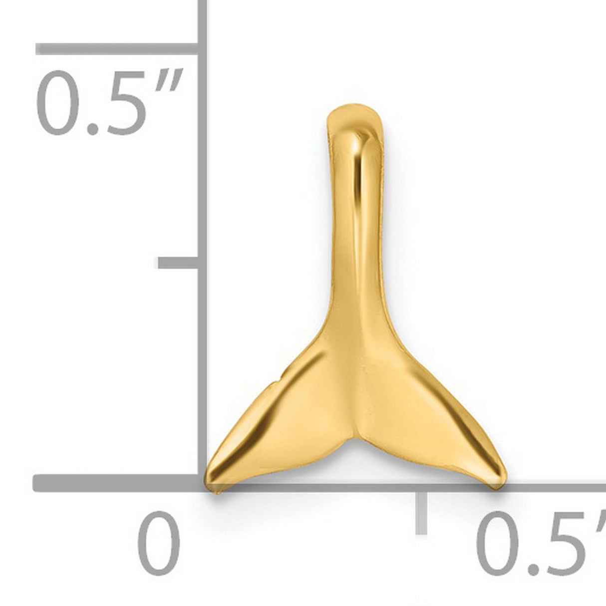 14k Yellow Gold Whale Tail Pendant, Polished Ocean Charm, Nautical Sea Life Jewelry for Women or Unisex