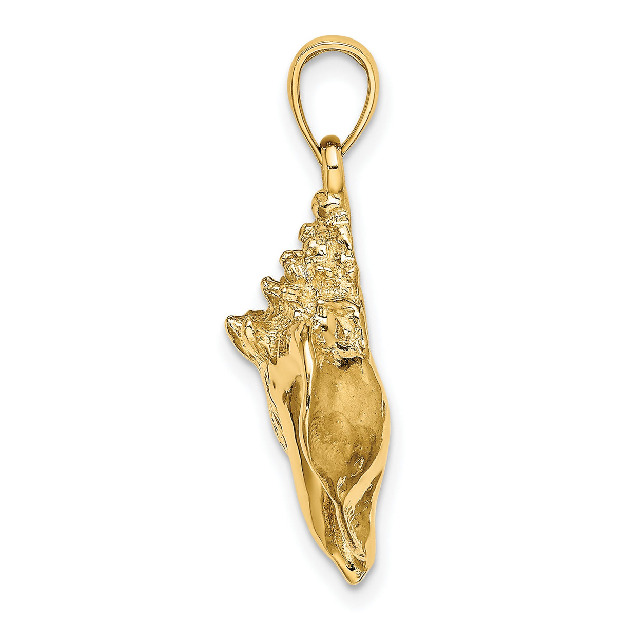 14k Yellow Gold Conch Shell Pendant with Intricate Detailing, Nautical Ocean-Inspired Jewelry for Women