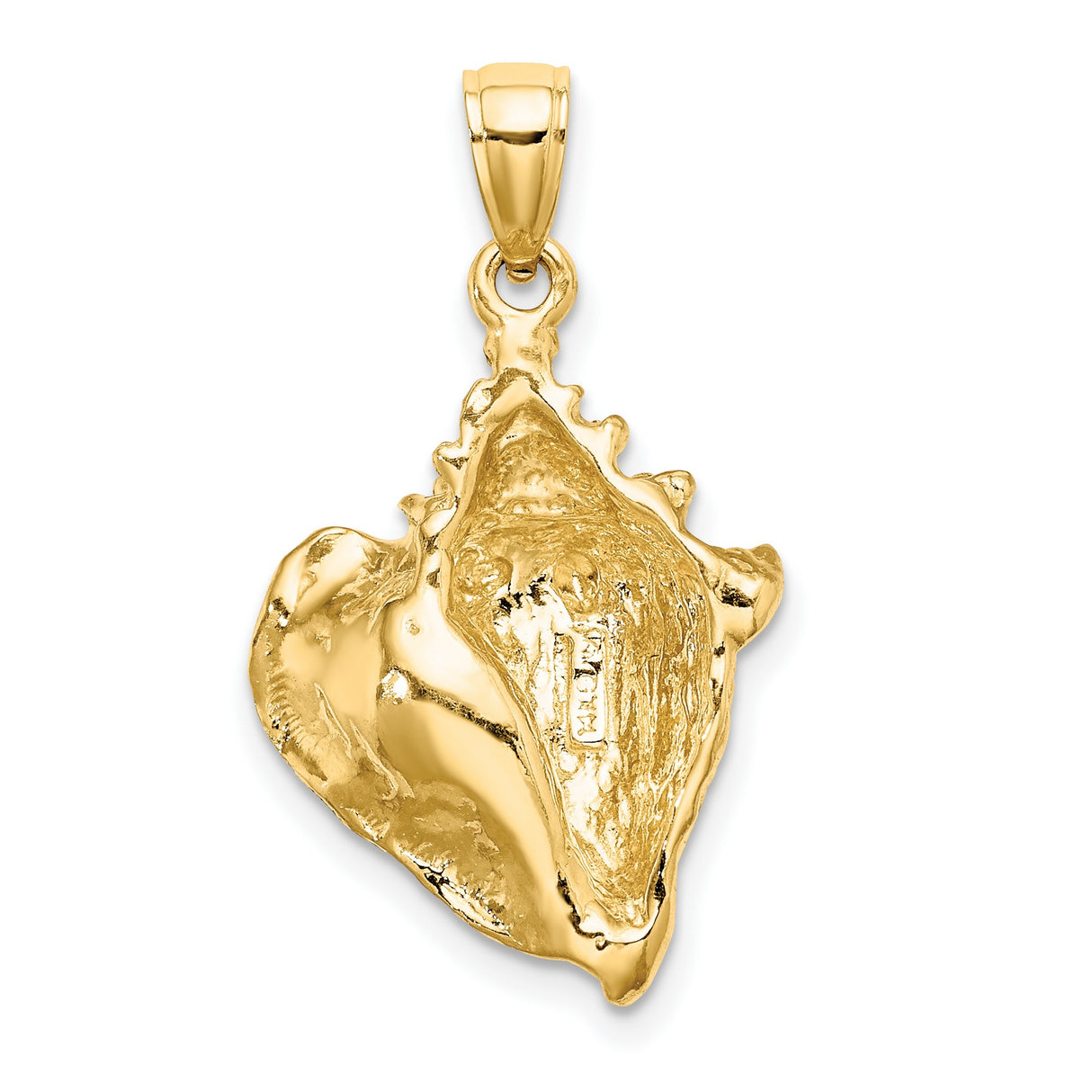 14k Yellow Gold Conch Shell Pendant with Intricate Detailing, Nautical Ocean-Inspired Jewelry for Women