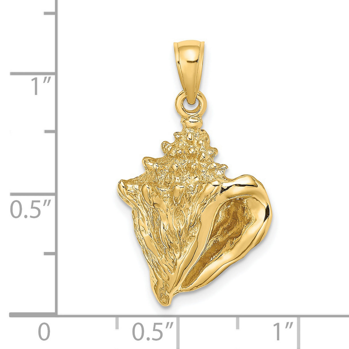 14k Yellow Gold Conch Shell Pendant with Intricate Detailing, Nautical Ocean-Inspired Jewelry for Women