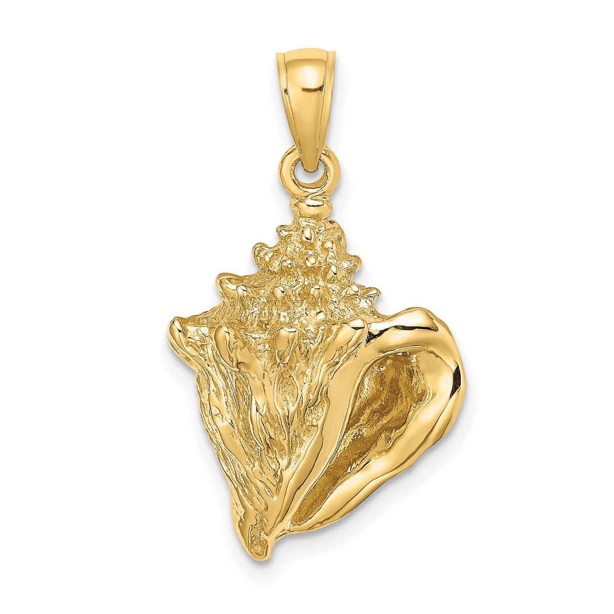 14k Yellow Gold Conch Shell Pendant with Intricate Detailing, Nautical Ocean-Inspired Jewelry for Women