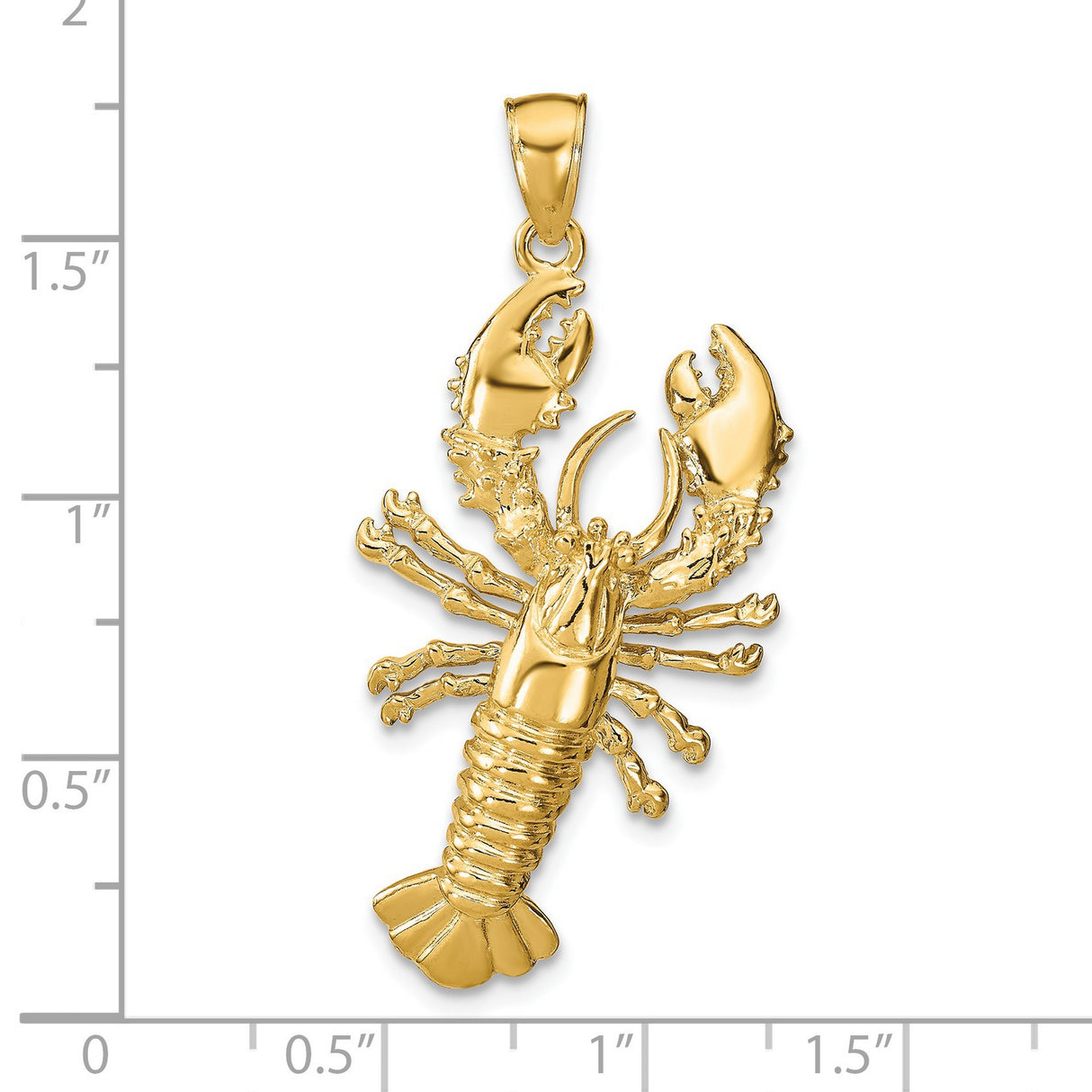 14k Yellow Gold Lobster Pendant, Nautical Marine Animal Charm, Ocean Life Theme
