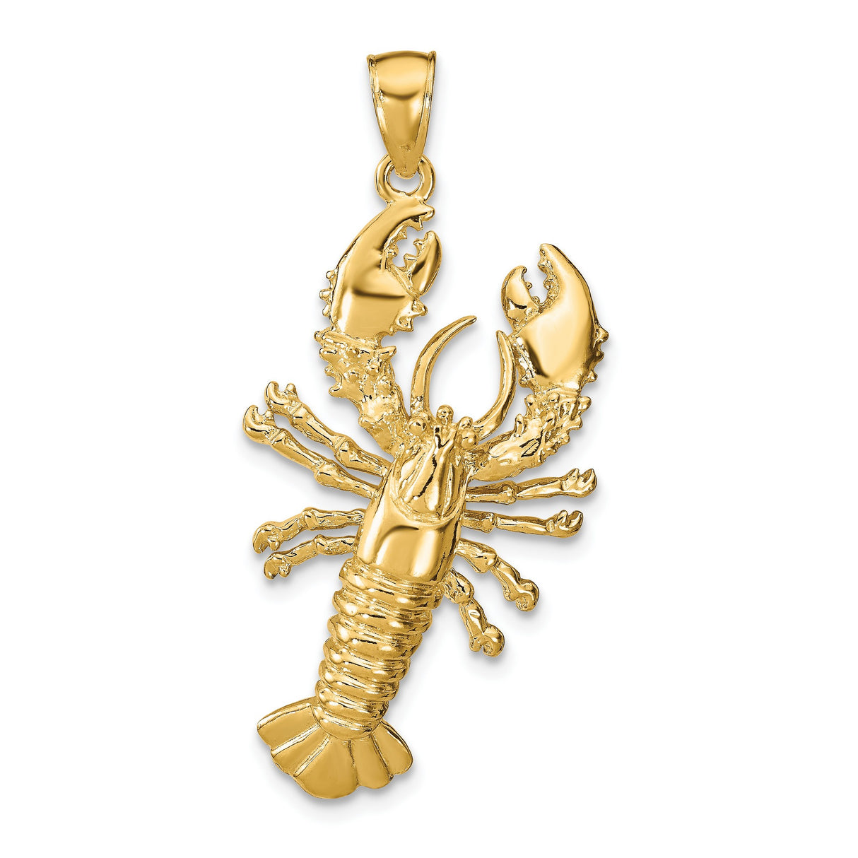 14k Yellow Gold Lobster Pendant, Nautical Marine Animal Charm, Ocean Life Theme