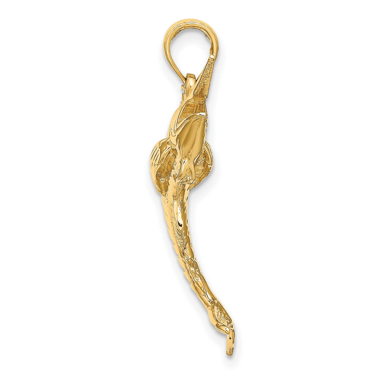 14k Yellow Gold Marlin Fish Pendant, Nautical Ocean Design for Men or Unisex