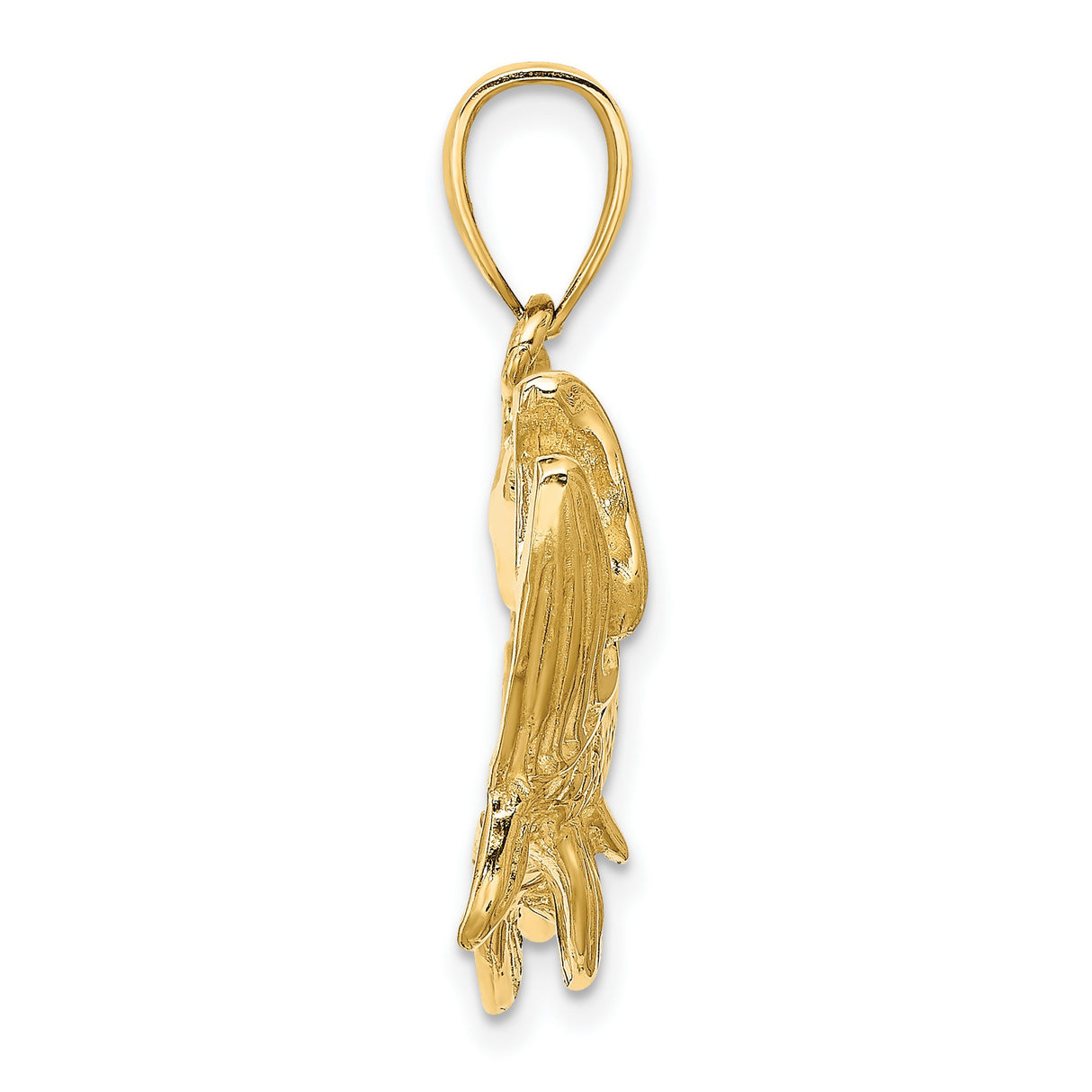 14k Yellow Gold Tarpon Fish Pendant with Realistic Detail and Open Mouth Design