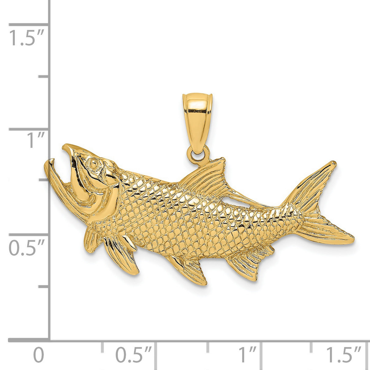 14k Yellow Gold Tarpon Pendant, Detailed Sport Fish Design, Nautical Jewelry for Men or Unisex