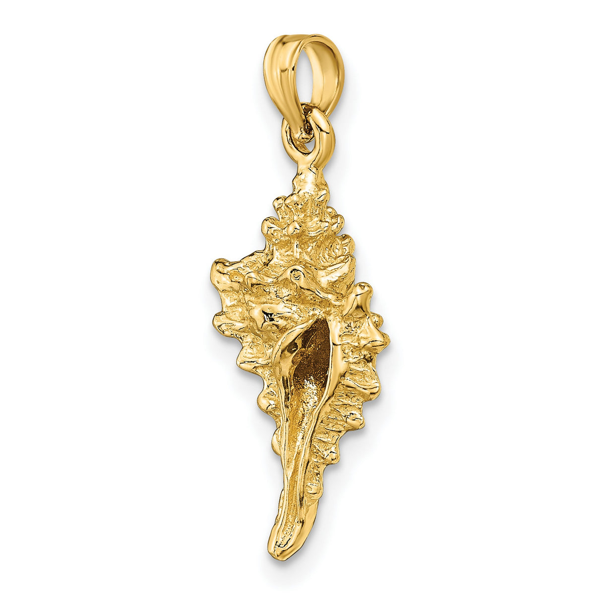 14k Yellow Gold Conch Shell Pendant, Nautical Ocean-Inspired Design for Women
