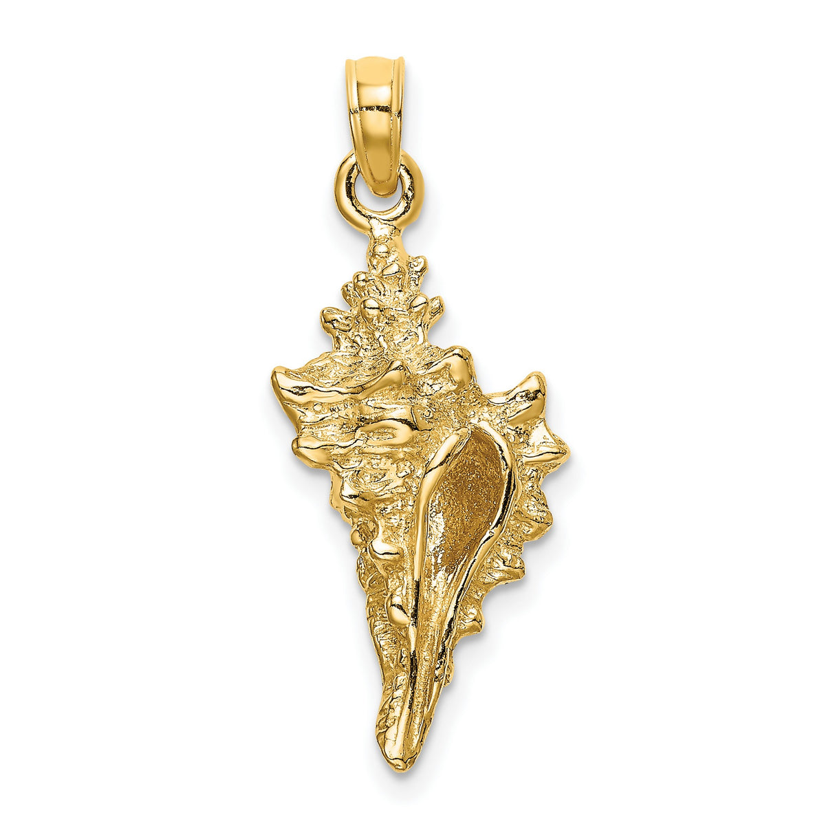 14k Yellow Gold Conch Shell Pendant, Nautical Ocean-Inspired Design for Women