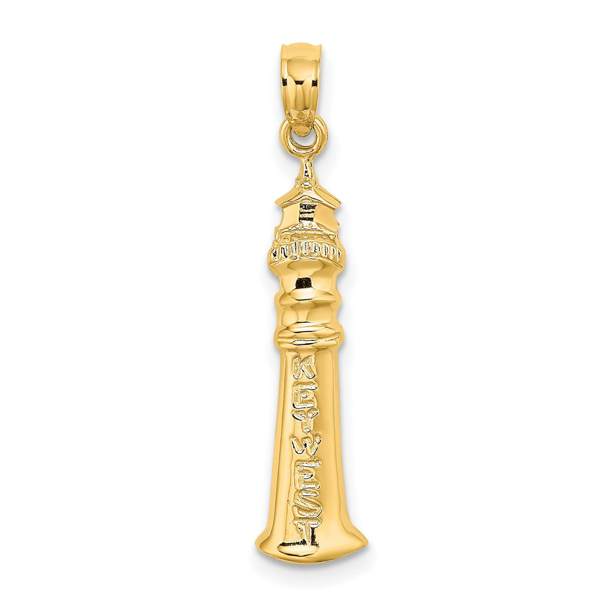 14k Yellow Gold Key West Lighthouse Pendant, Nautical Beach Style, Florida Travel Keepsake