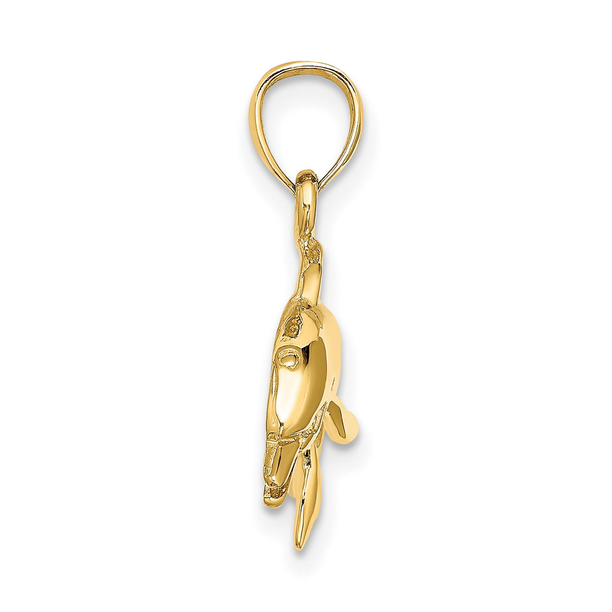 14k Yellow Gold Dolphin Pendant, Sleek Jumping Dolphin Charm, Nautical Ocean Theme for Women