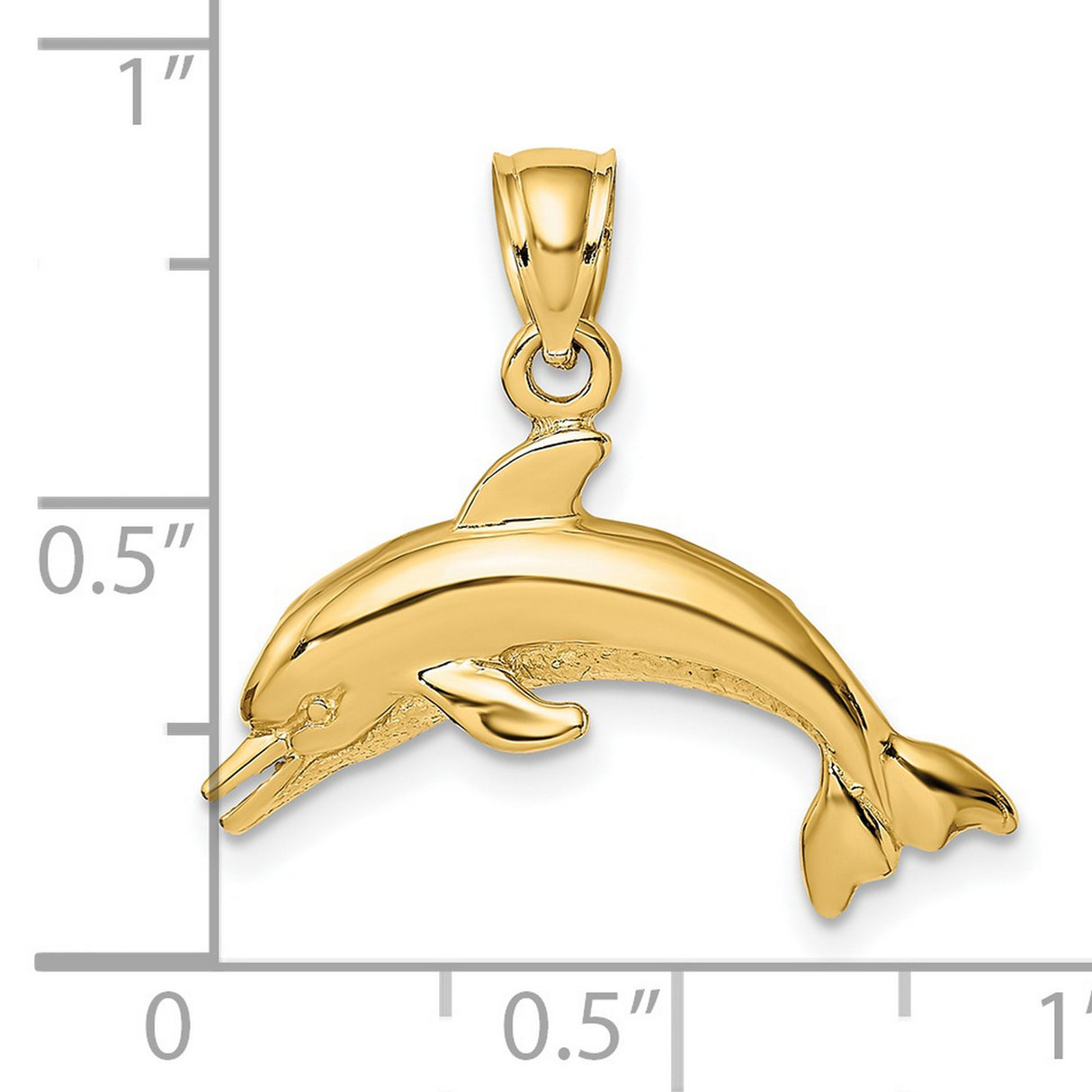 14k Yellow Gold Dolphin Pendant, Sleek Jumping Dolphin Charm, Nautical Ocean Theme for Women