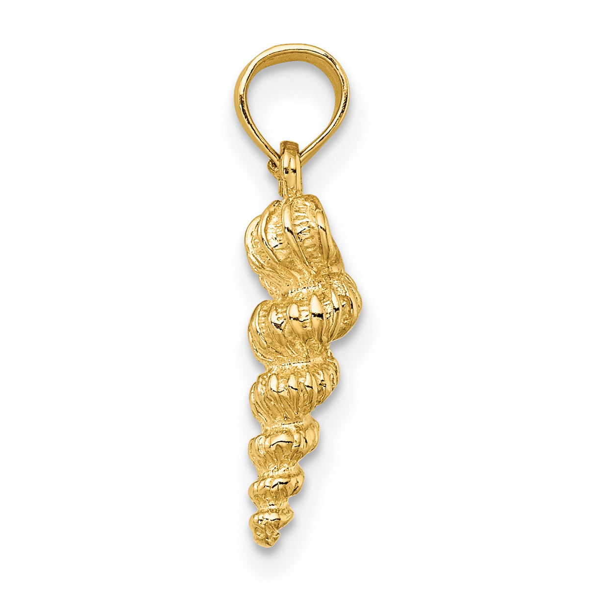 14k Yellow Gold Seashell Pendant with Spiral Shell Design, Ocean-Inspired Coastal Charm