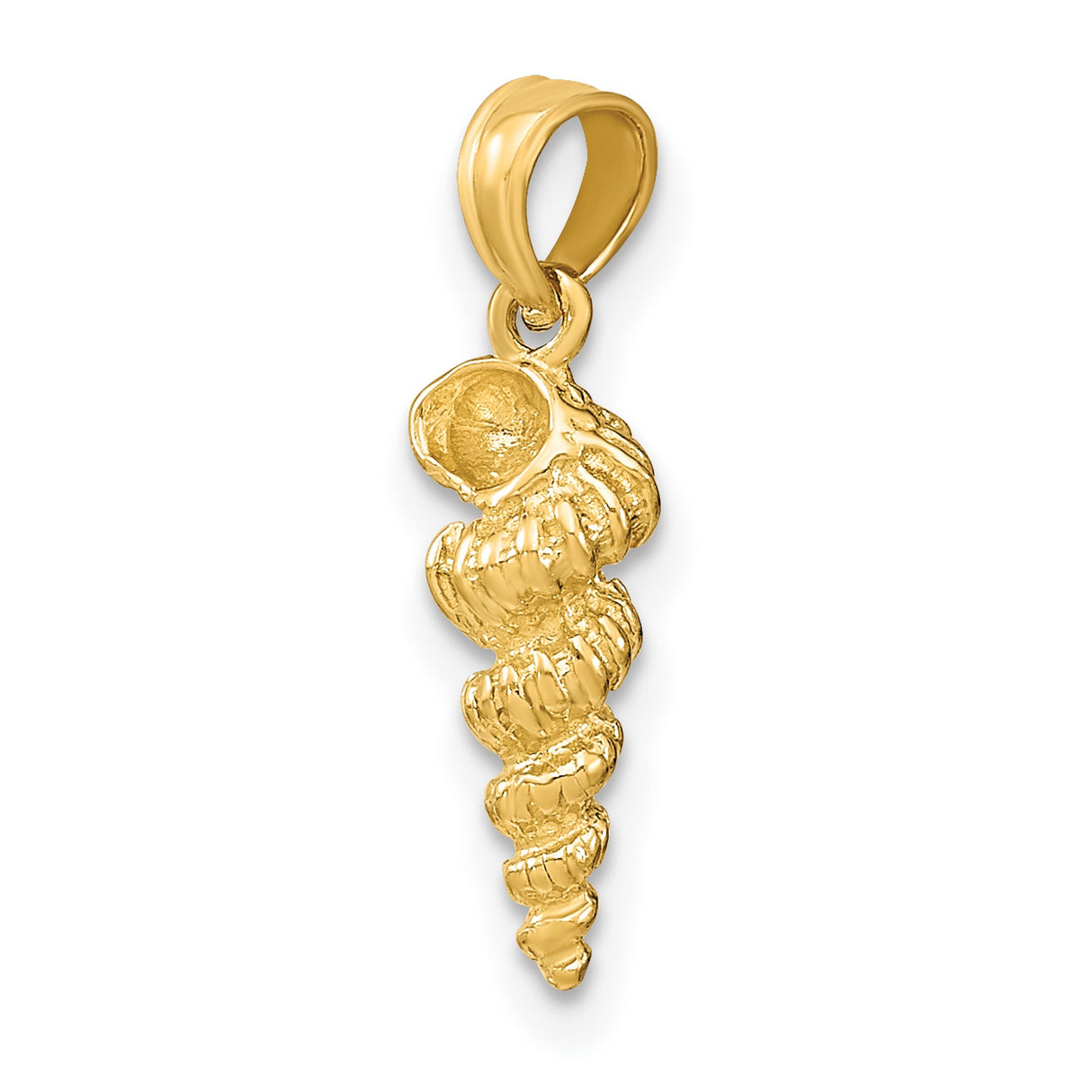 14k Yellow Gold Seashell Pendant with Spiral Shell Design, Ocean-Inspired Coastal Charm