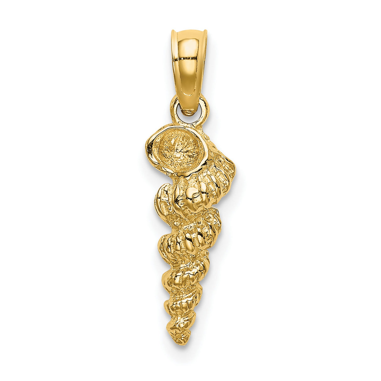 14k Yellow Gold Seashell Pendant with Spiral Shell Design, Ocean-Inspired Coastal Charm