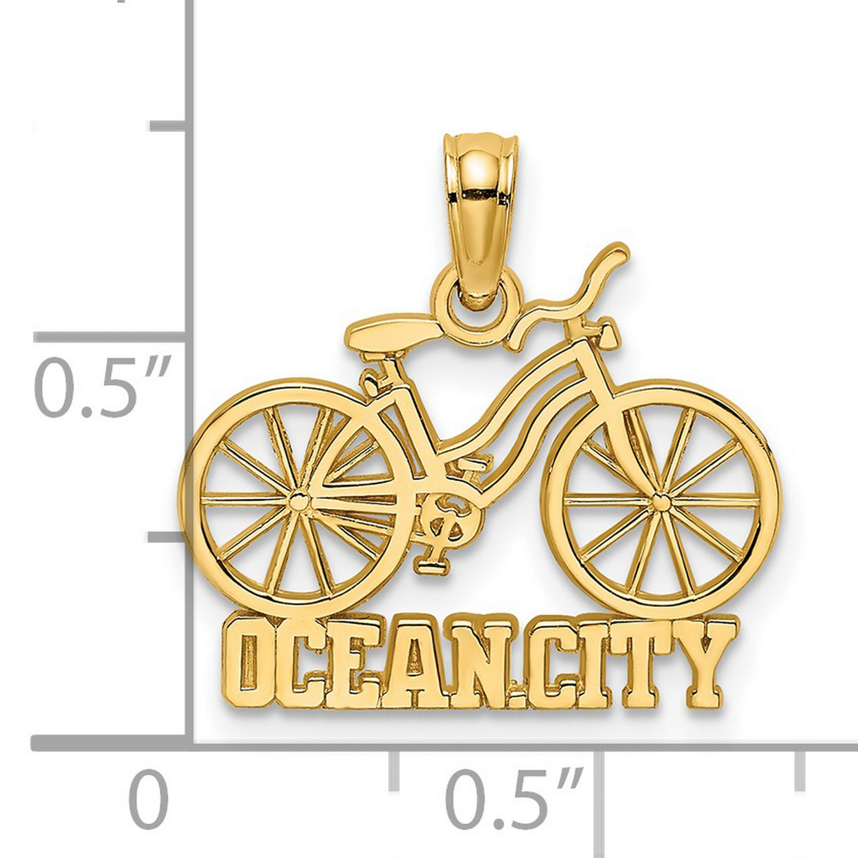14k Yellow Gold Bike Pendant, Ocean City Beach Cruiser Design, Summer Travel Charm