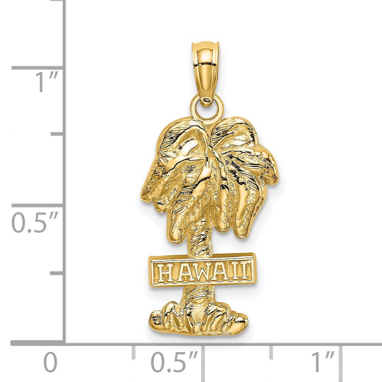 14k Yellow Gold Palm Tree Pendant, Tropical Hawaiian Charm, Ocean-Inspired Beach Jewelry