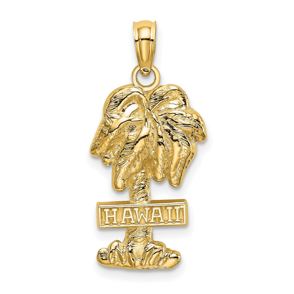14k Yellow Gold Palm Tree Pendant, Tropical Hawaiian Charm, Ocean-Inspired Beach Jewelry