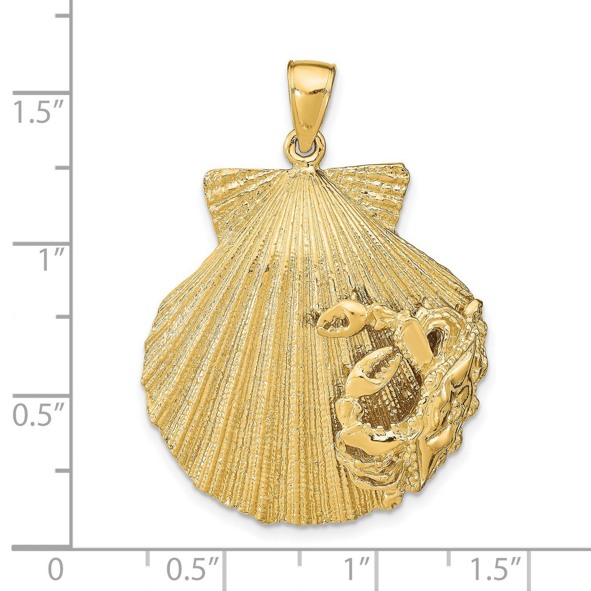 14k Yellow Gold Anchor and Shell Pendant with Rope Detail, Nautical Scallop Design