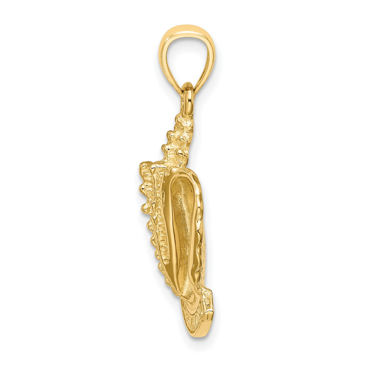 14k Yellow Gold Conch Shell Pendant with Turks and Caicos Engraving, Tropical Island Jewelry