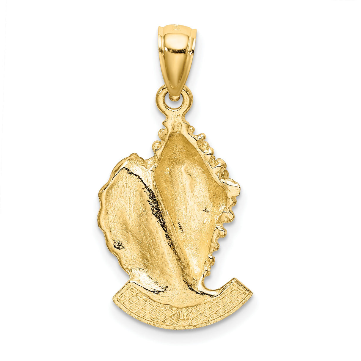 14k Yellow Gold Conch Shell Pendant with Turks and Caicos Engraving, Tropical Island Jewelry