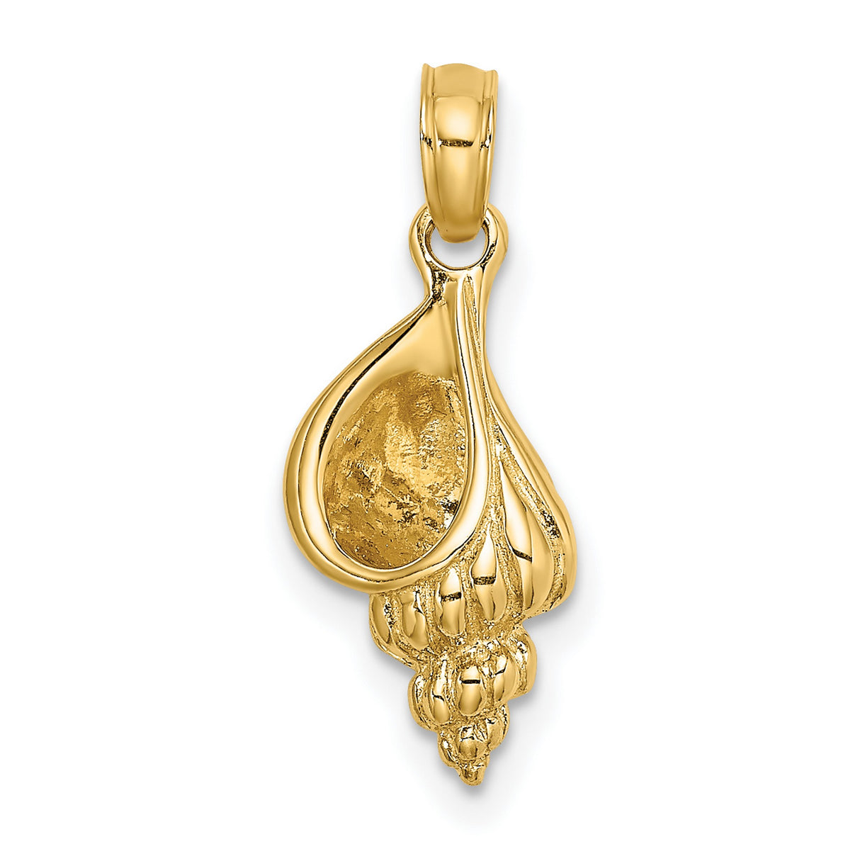 14k Yellow Gold Conch Shell Pendant, Polished Religious Charm, Hindu or Buddhist Symbolic Jewelry