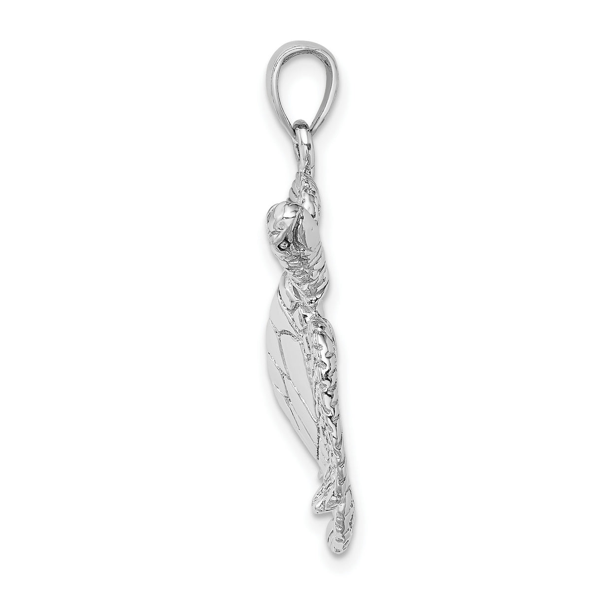 14k White Gold Sea Turtle Pendant with Flipper Detail and Textured Shell, Ocean Theme Jewelry
