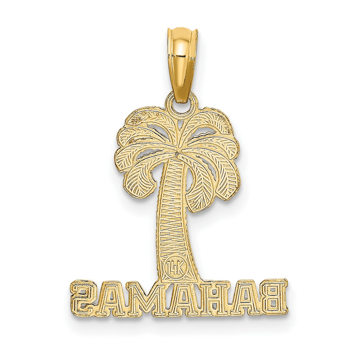 14k Yellow Gold Palm Tree Pendant, Tropical Island Charm, Unisex Vacation Jewelry