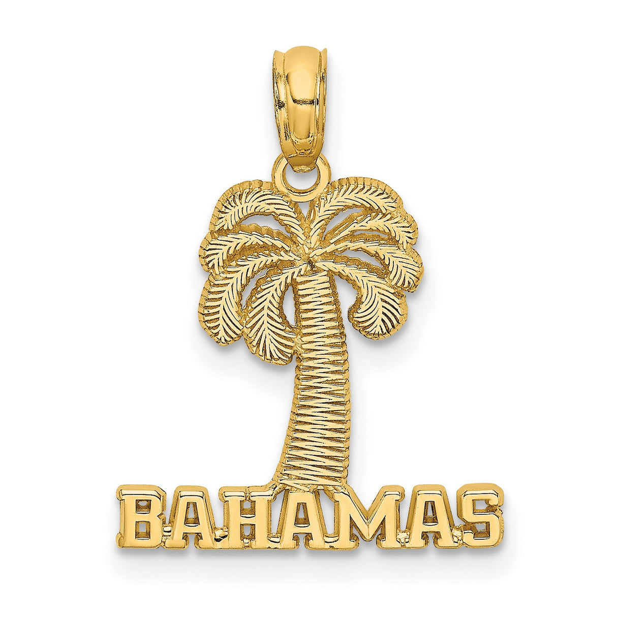 14k Yellow Gold Palm Tree Pendant, Tropical Island Charm, Unisex Vacation Jewelry