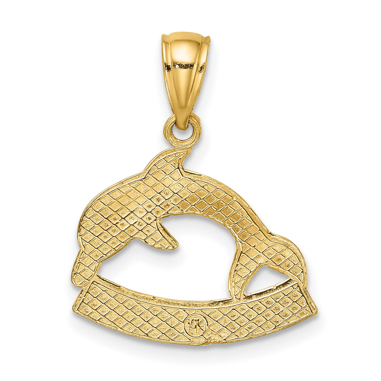 14k Yellow Gold Dolphin Pendant with St. Martin Engraving, Caribbean Nautical Charm