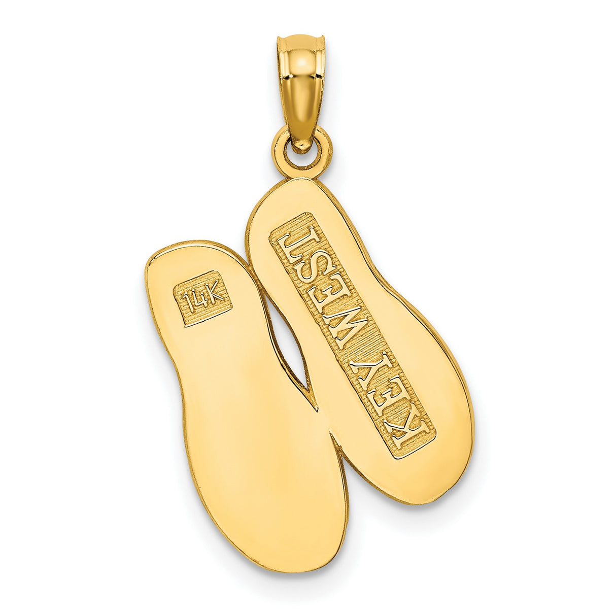 14k Yellow Gold Flip-Flop Pendant with Textured Sandal Design, Tropical Beach Charm