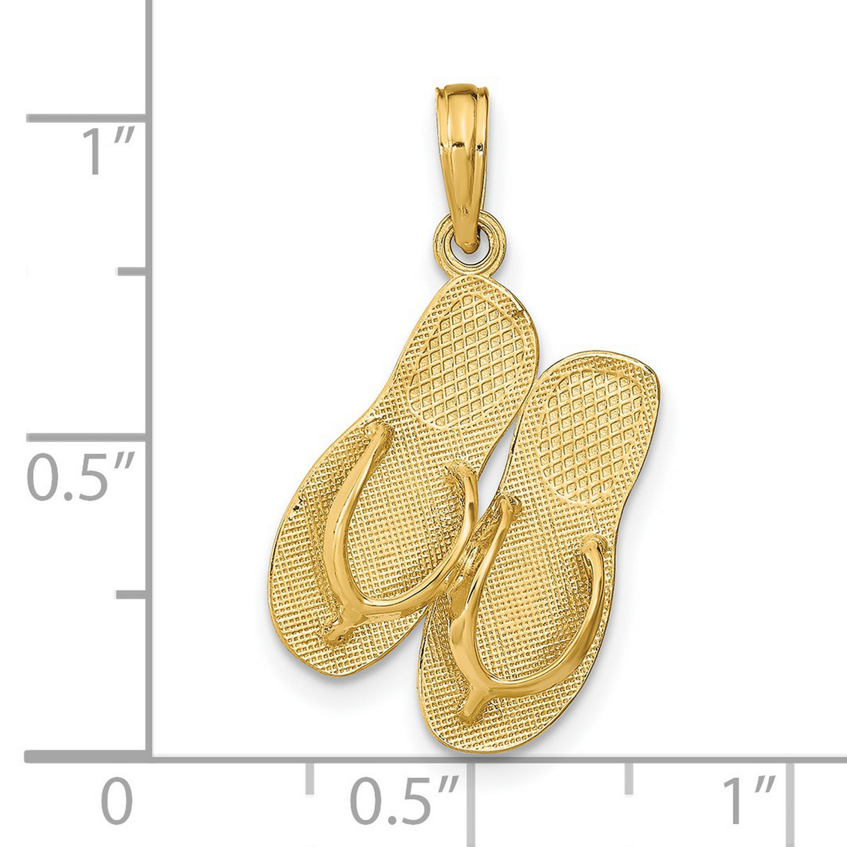 14k Yellow Gold Flip Flop Pendant, Beach Sandal Charm with Coastal Theme