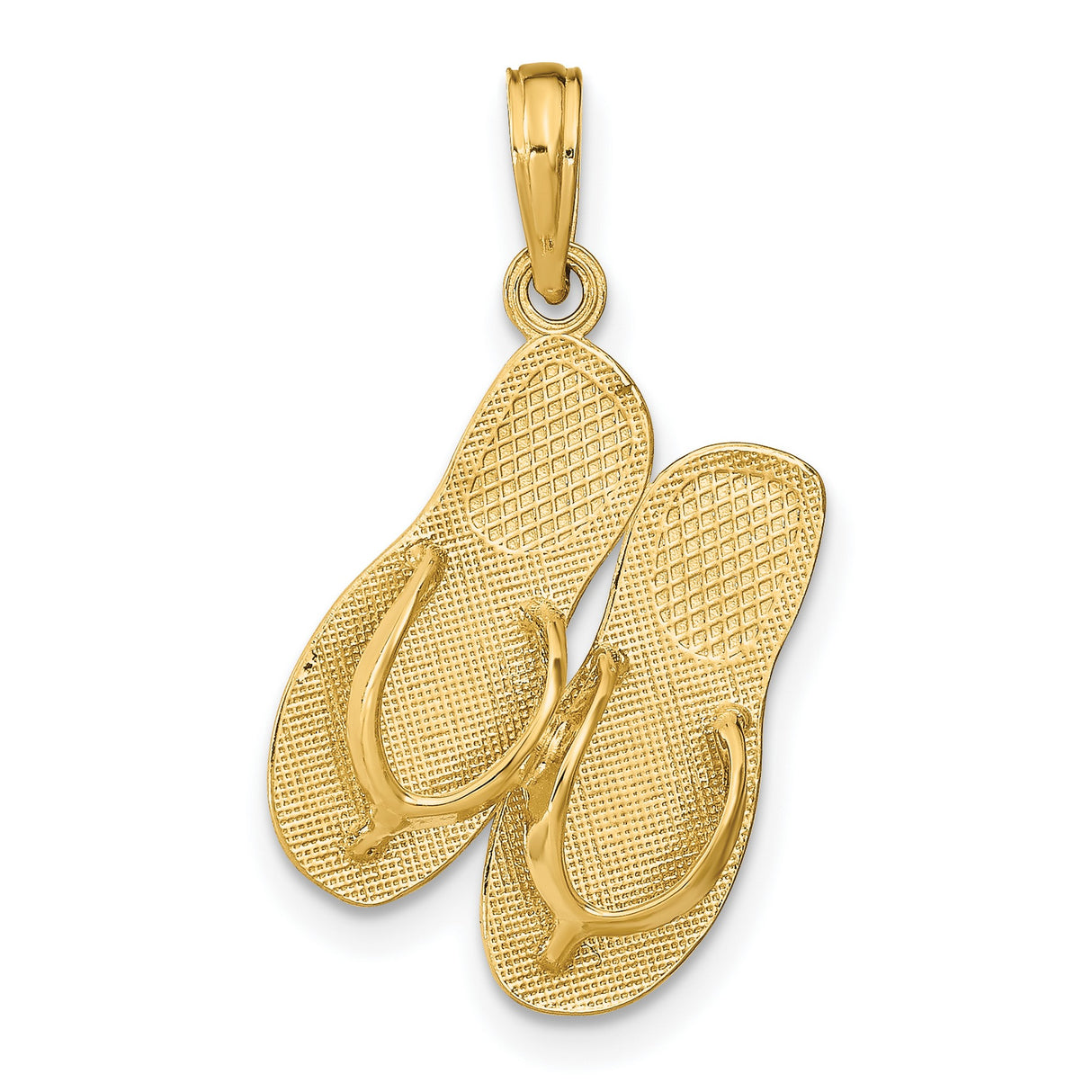 14k Yellow Gold Flip Flop Pendant, Beach Sandal Charm with Coastal Theme