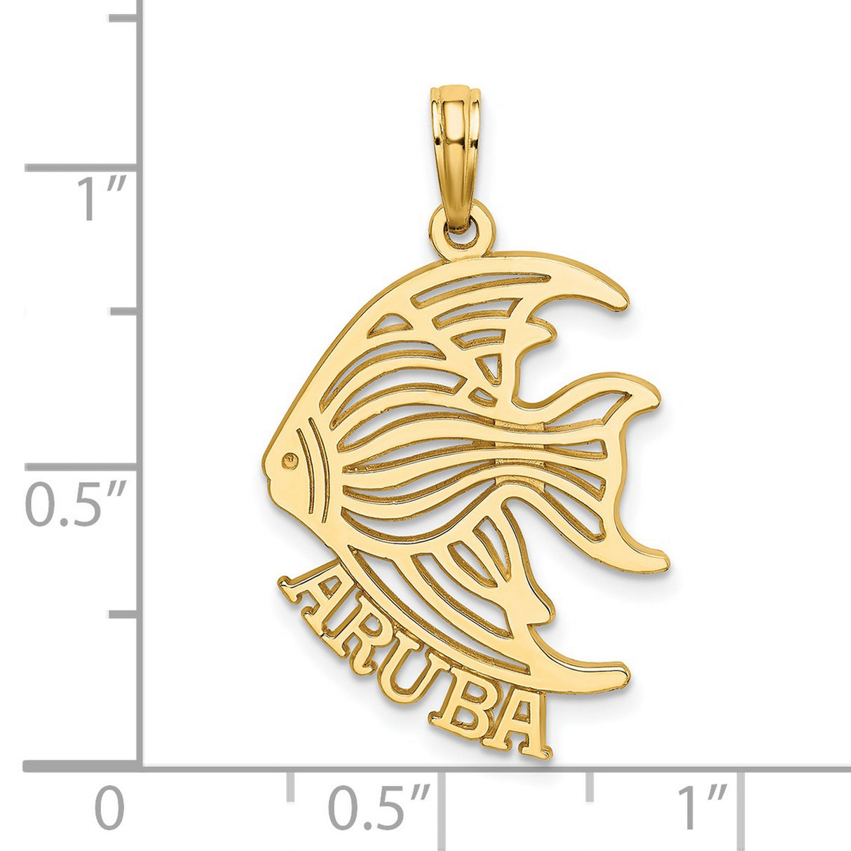 14k Yellow Gold Pendant with Cutout Tropical Fish Design, Nautical Ocean Life Theme