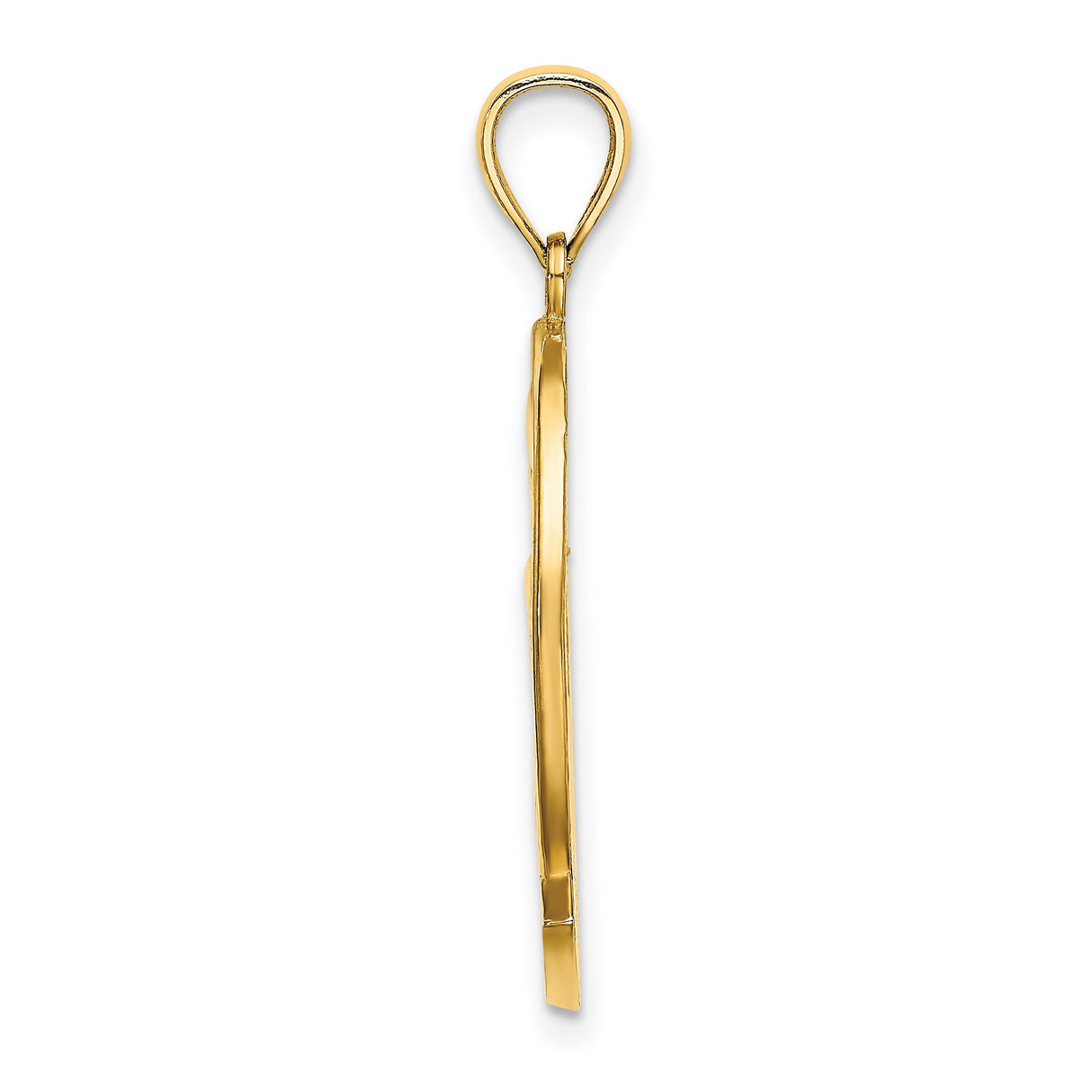 14k Yellow Gold Pendant with Jumping Dolphin, Palm Tree, Sun and Waves - Curacao Island Theme