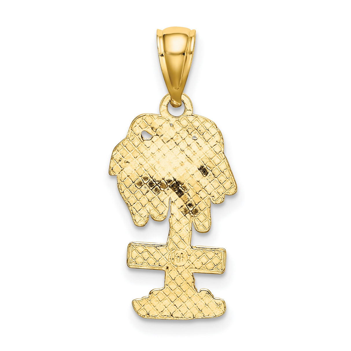 14k Yellow Gold Palm Tree Pendant, Aruba Tropical Beach Charm for Women or Unisex Wear