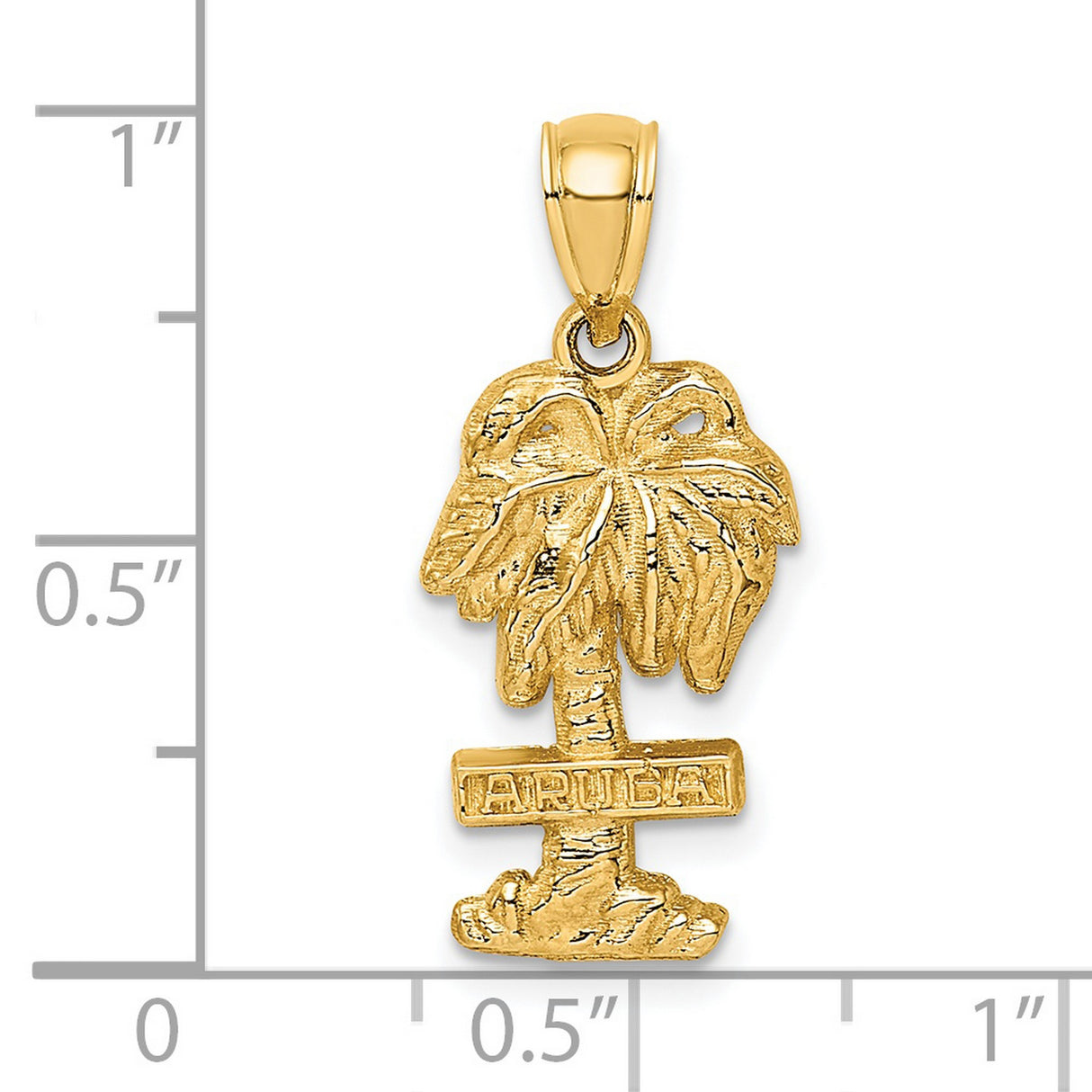 14k Yellow Gold Palm Tree Pendant, Aruba Tropical Beach Charm for Women or Unisex Wear