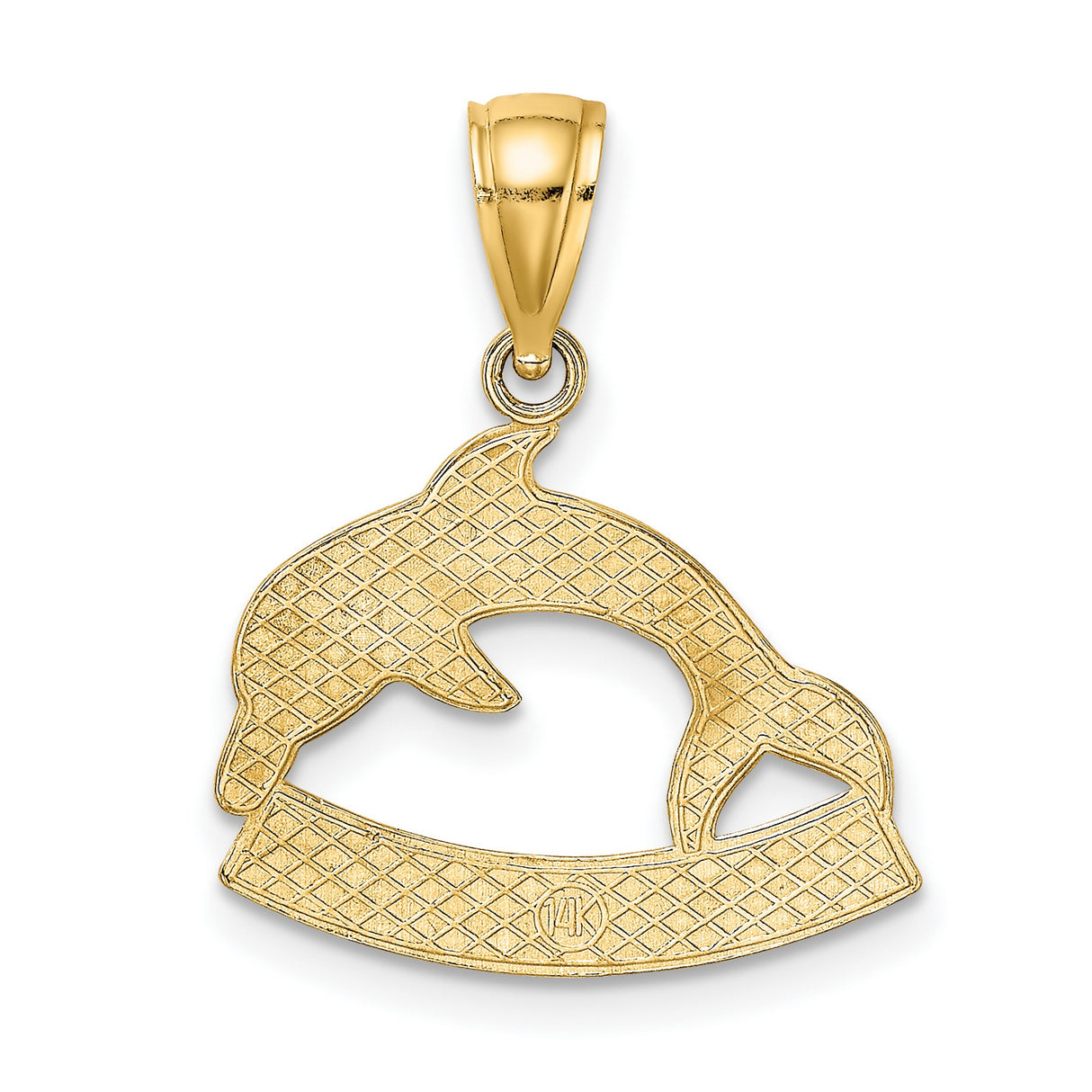 14k Yellow Gold Dolphin Pendant with Caribbean Ocean Theme for Women or Unisex Wear