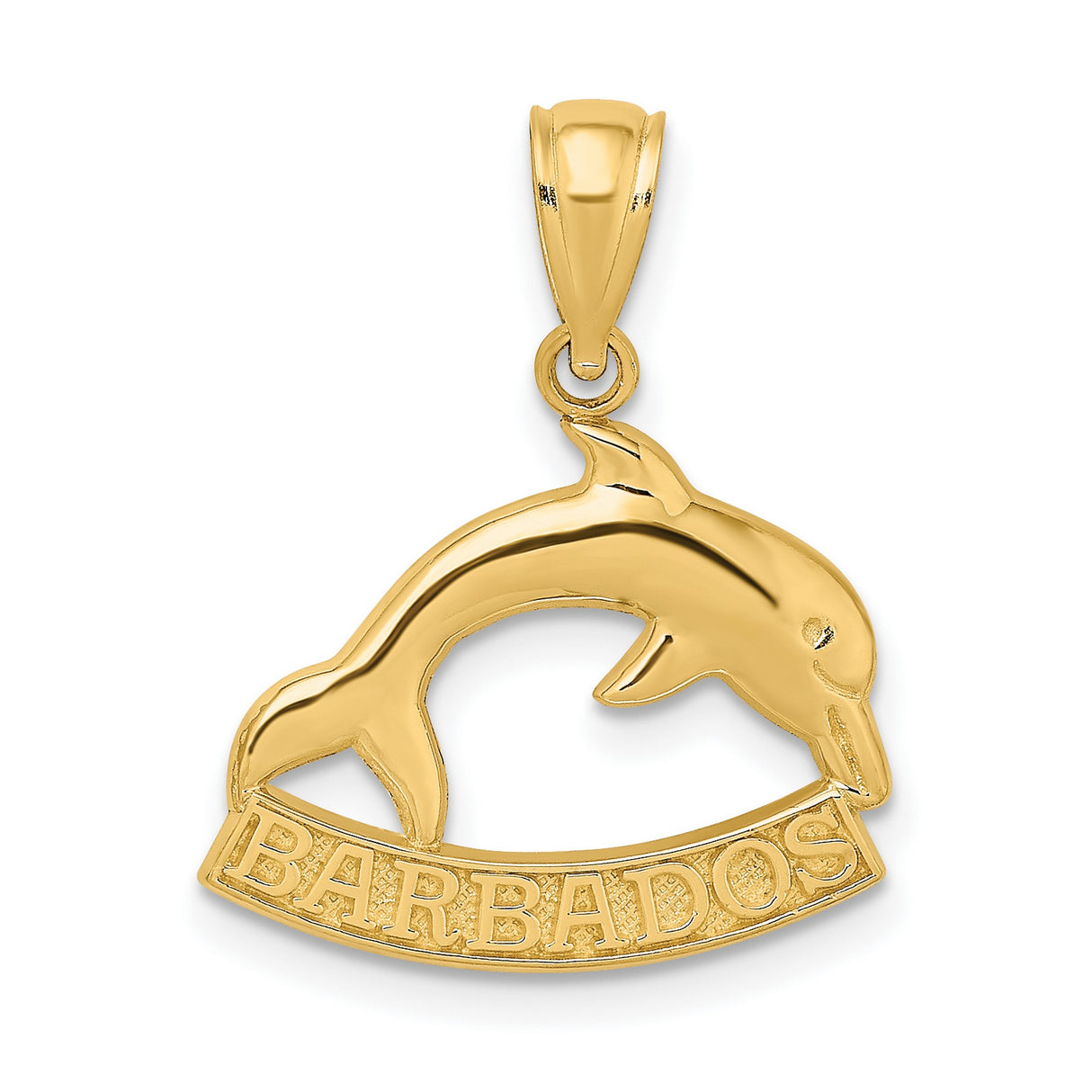 14k Yellow Gold Dolphin Pendant with Caribbean Ocean Theme for Women or Unisex Wear