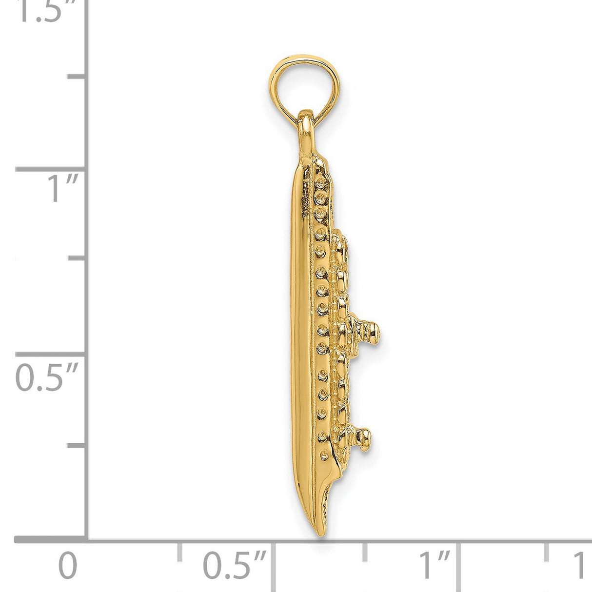14k Yellow Gold Submarine Pendant Charm with Conning Tower Detail, Nautical Military Jewelry