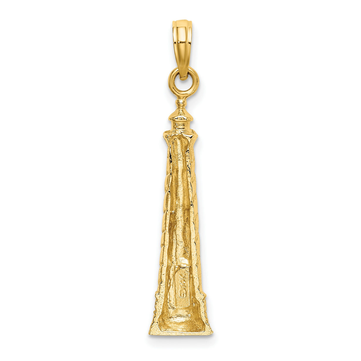 14k Yellow Gold Lighthouse Pendant with Spiral Tower Design, Nautical Coastal Charm