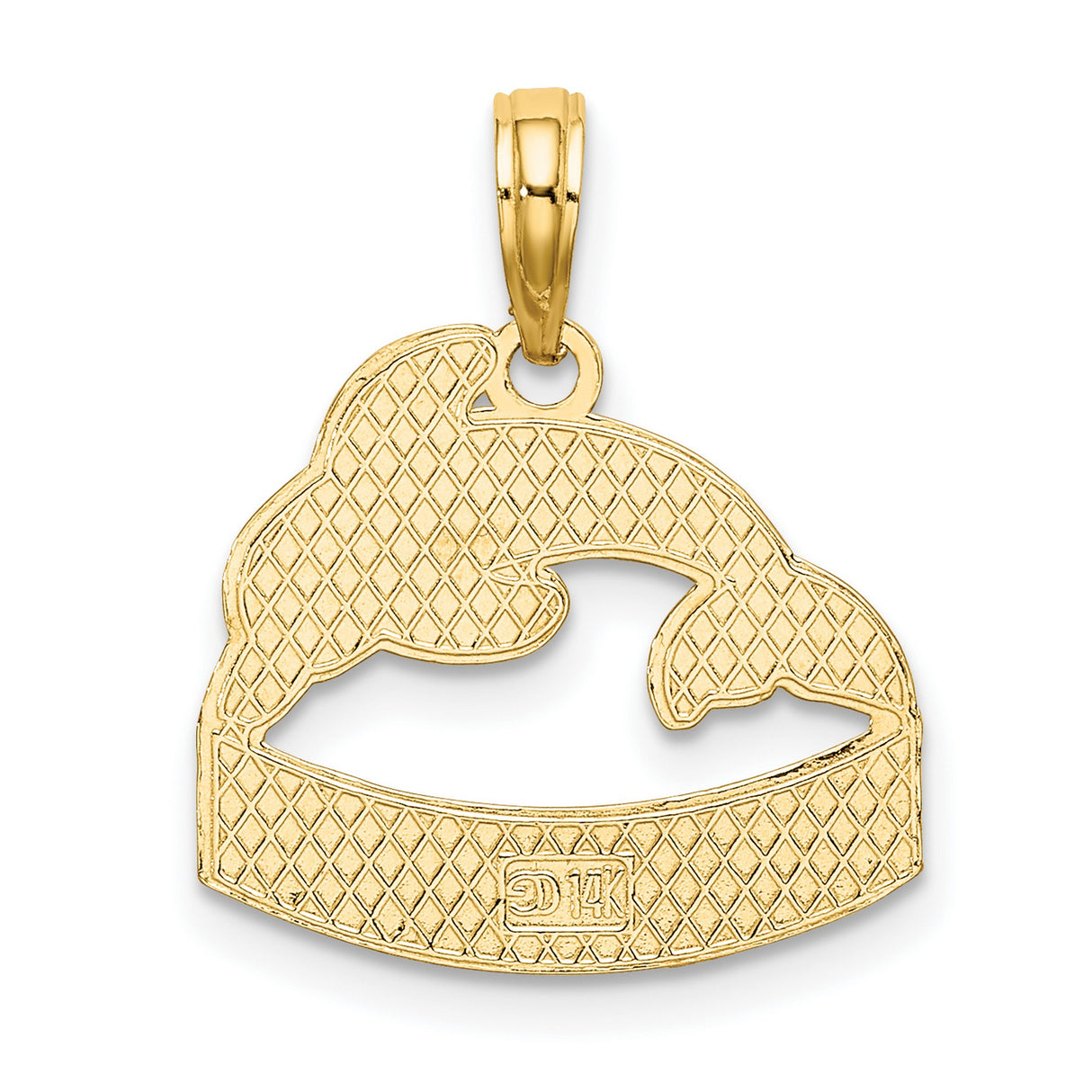 14k Yellow Gold Dolphin Pendant with San Diego Engraving, Ocean Nautical Theme