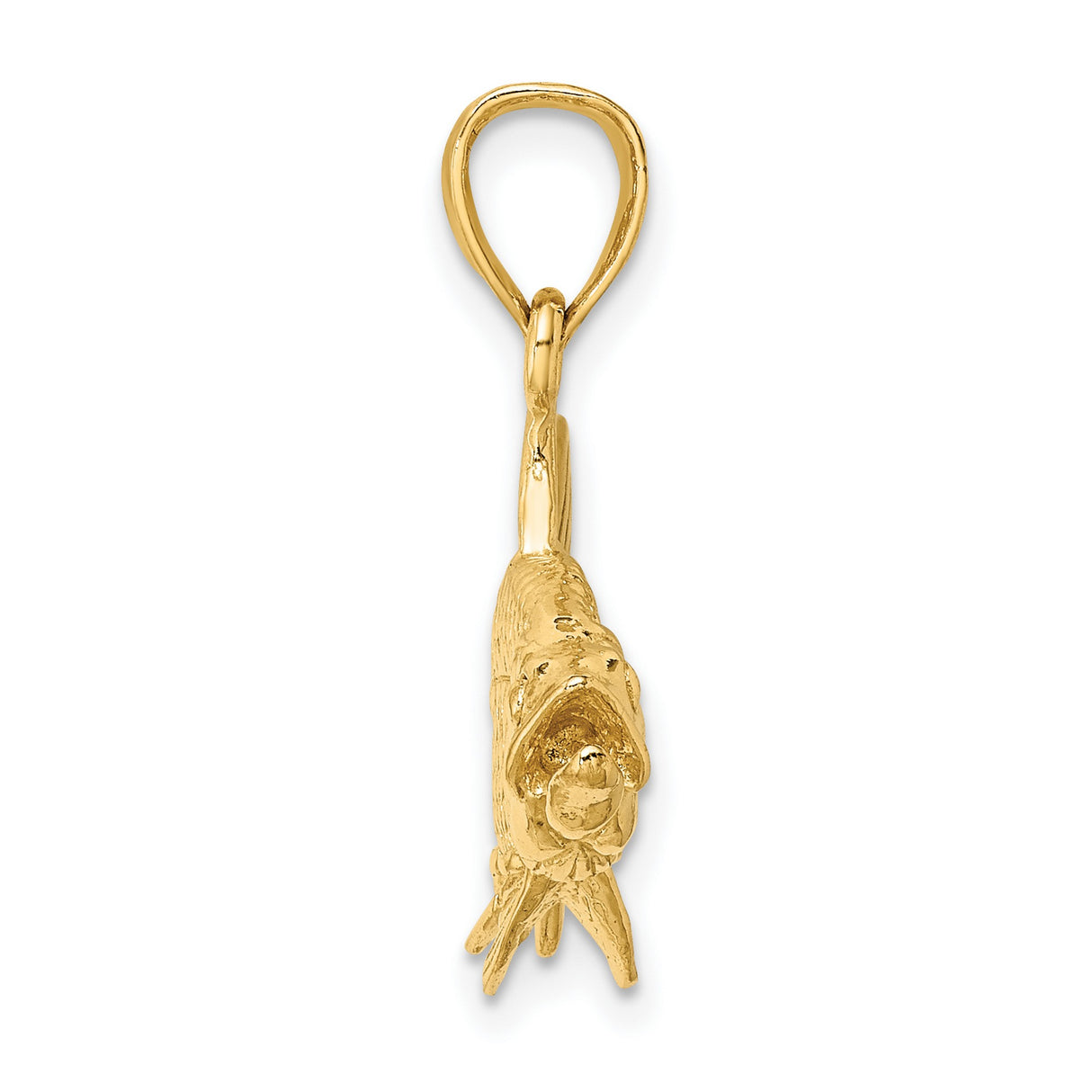 14k Yellow Gold Tarpon Pendant, Detailed Fish Charm with Nautical Ocean Life Design