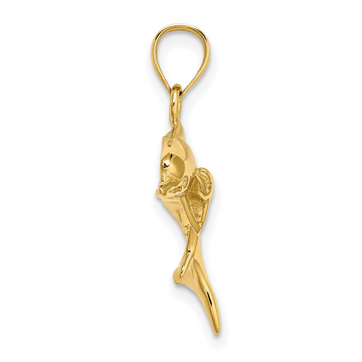 14k Yellow Gold Dolphin Pendant, Mother and Baby Ocean Theme Charm