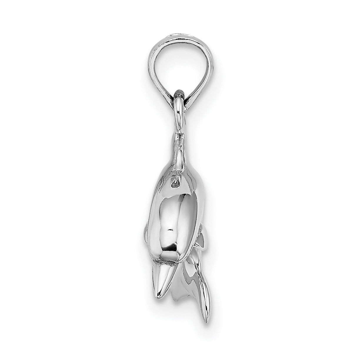 14k White Gold Dolphin Pendant, Jumping Dolphin Design, Ocean Animal Nautical Jewelry for Women