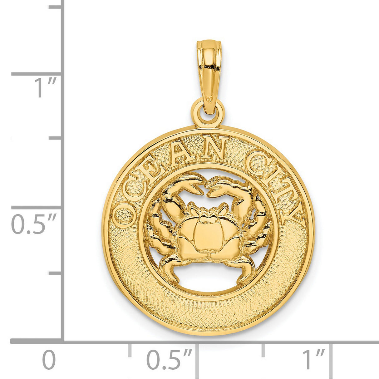 14k Yellow Gold Crab Pendant, Ocean City Nautical Charm, Coastal Beach Life Jewelry